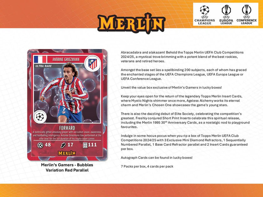 2024/25 Topps Chrome Merlin UEFA Club Competitions 7-Pack Blaster